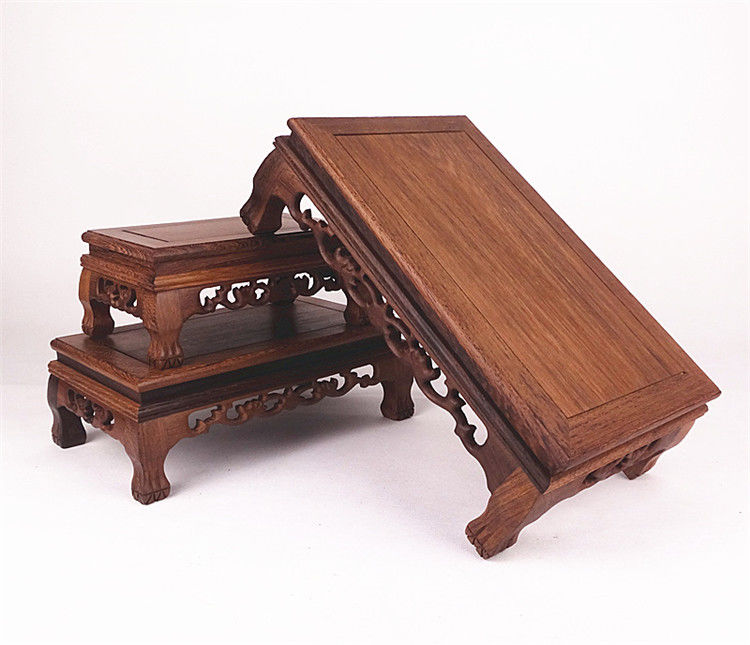 红木雕刻工艺品奇石头鸡翅木托架实木质底座花瓶花盆佛像摆件底座p 大