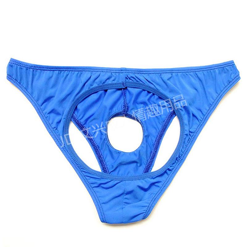 男式透明开裆内裤男前后开洞免脱性感内裤薄透视冰丝开档情趣三角裤