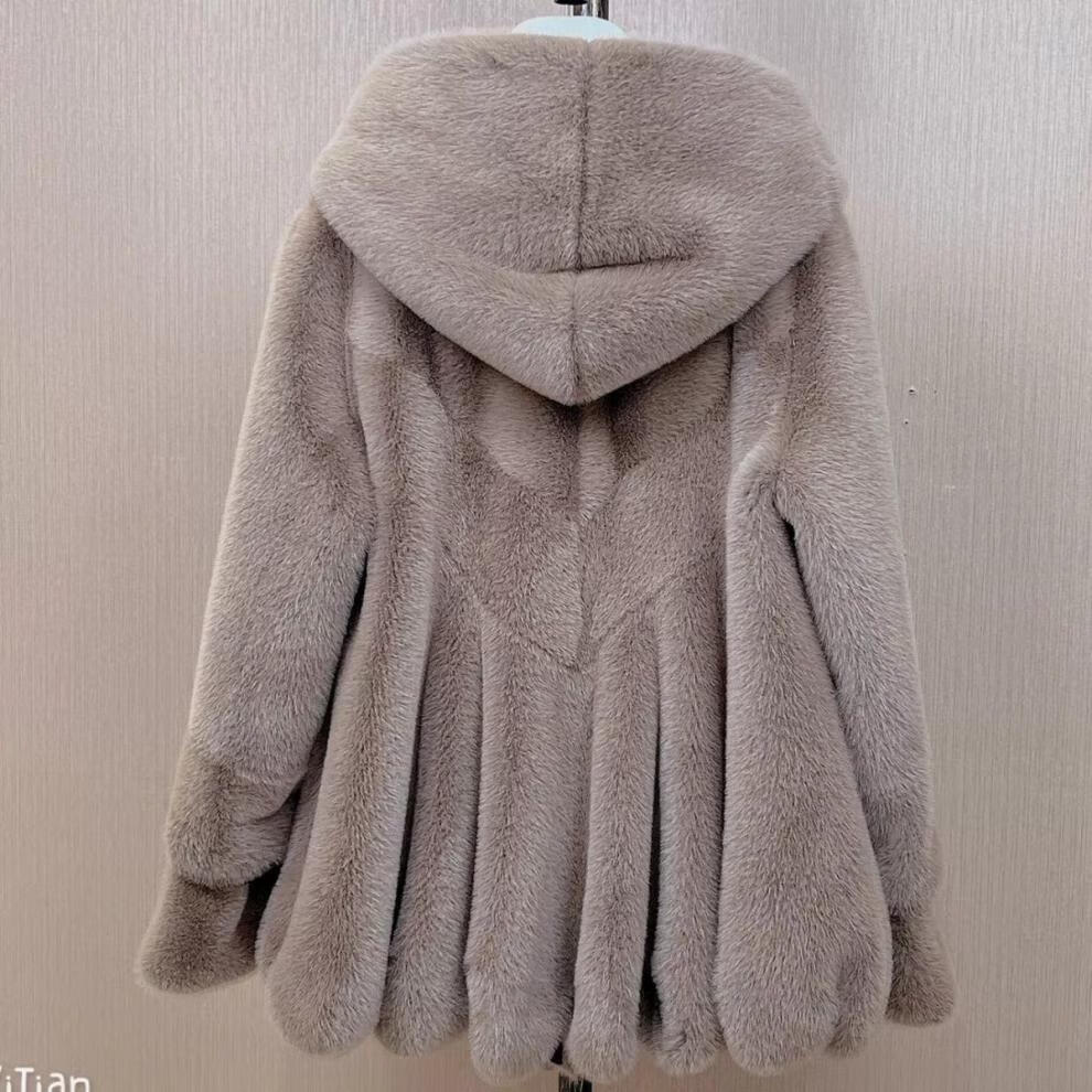 babiboy海宁皮草貂皮大衣女整貂连帽时装款冬季皮草外套丹麦金雕绒毛