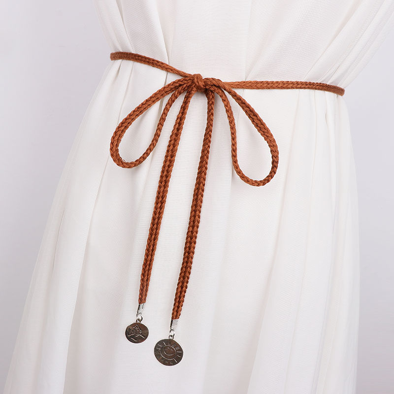 lucaly新品腰链女款贴身棉线编织细腰带女毛衣裙束腰腰绳冬季简约百搭