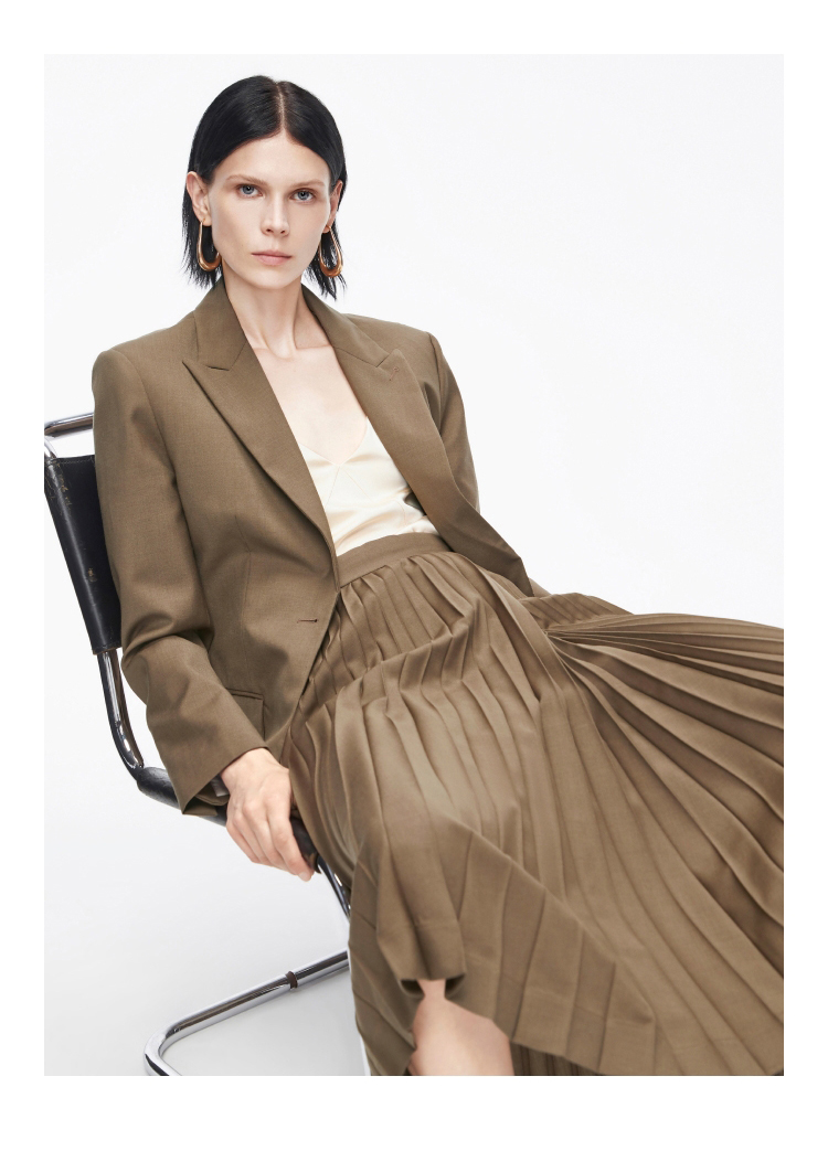 女装 小西装 edition edition复古西装外套女春春宽肩羊毛西服 茶褐色