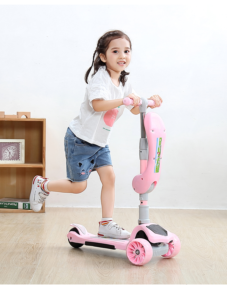 车滑板车幼儿童1-3-6-12岁小孩可坐溜溜车三合一单脚宝宝踏板滑滑车