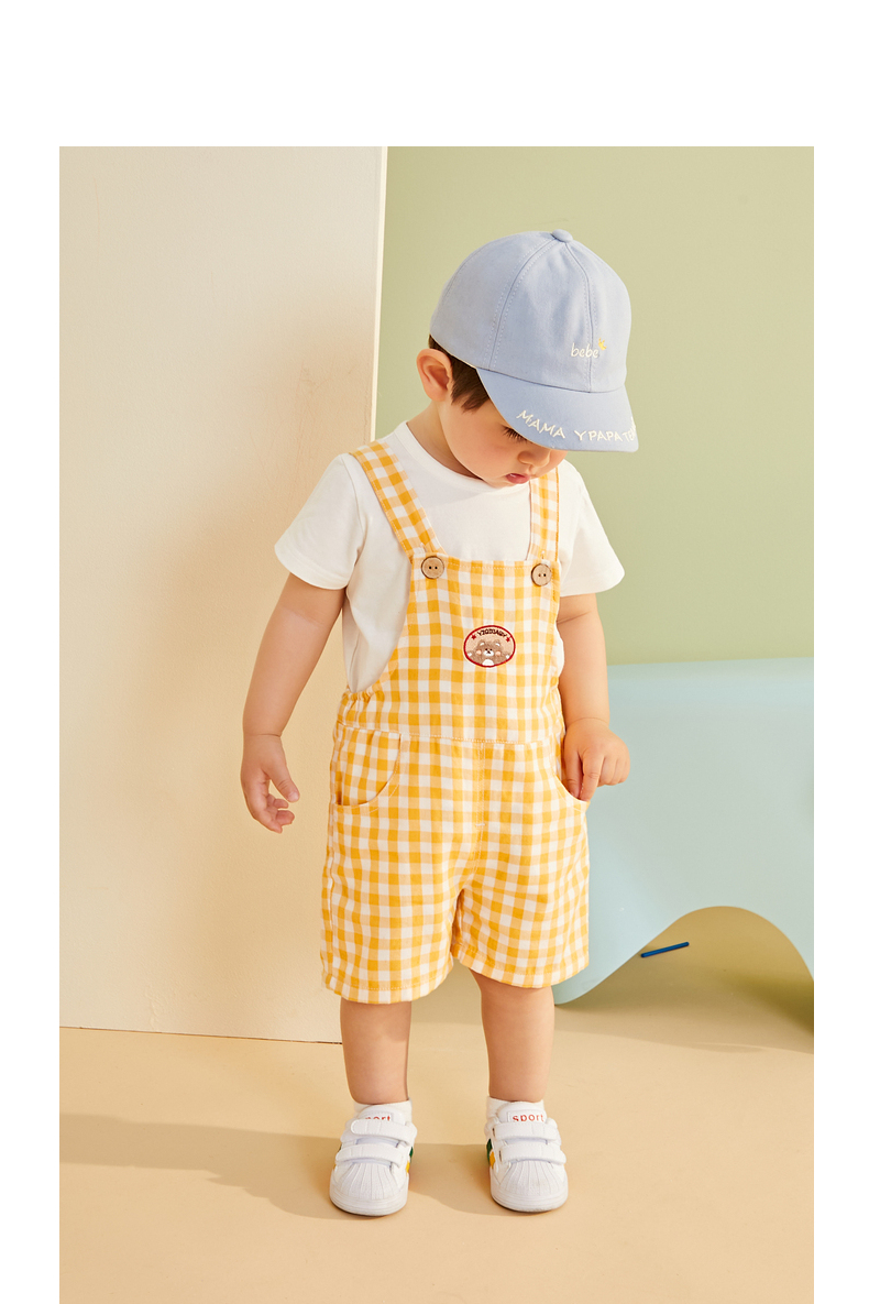 懿琪宝贝婴儿背带裤夏薄款女童童装儿童短裤夏款宝宝裤子夏季纯棉男童