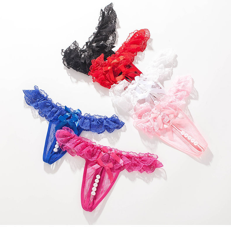 大码按摩珠情趣内裤丁字裤头女性免脱开裆可插入珍珠诱惑蕾丝性感情趣