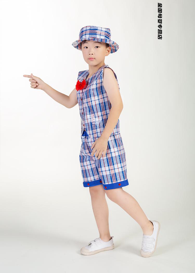 儿童环保时装秀衣服男童儿童环保时装秀幼儿园表演男孩走秀服装亲子