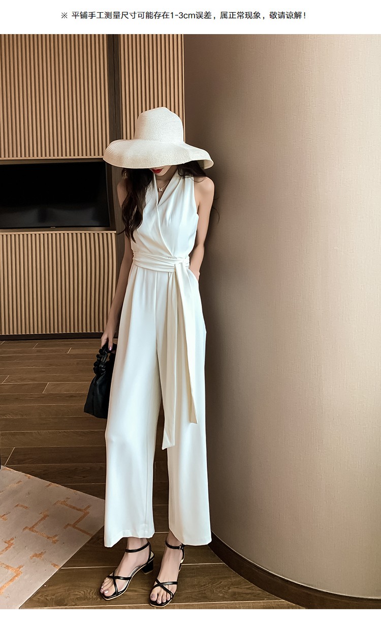 新品时尚好看的连体裤女夏新款韩版黑色挂脖连衣裤高腰显瘦气质收腰阔