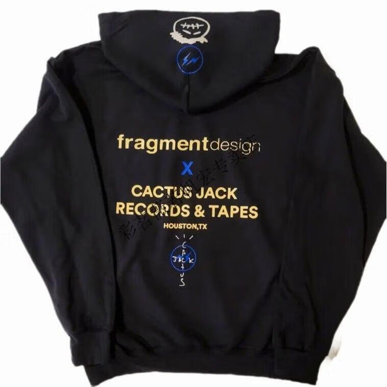 travis_scott_欧美hiphop卫衣情侣脏杏色小众字母涂鸦连帽上衣服 黑色