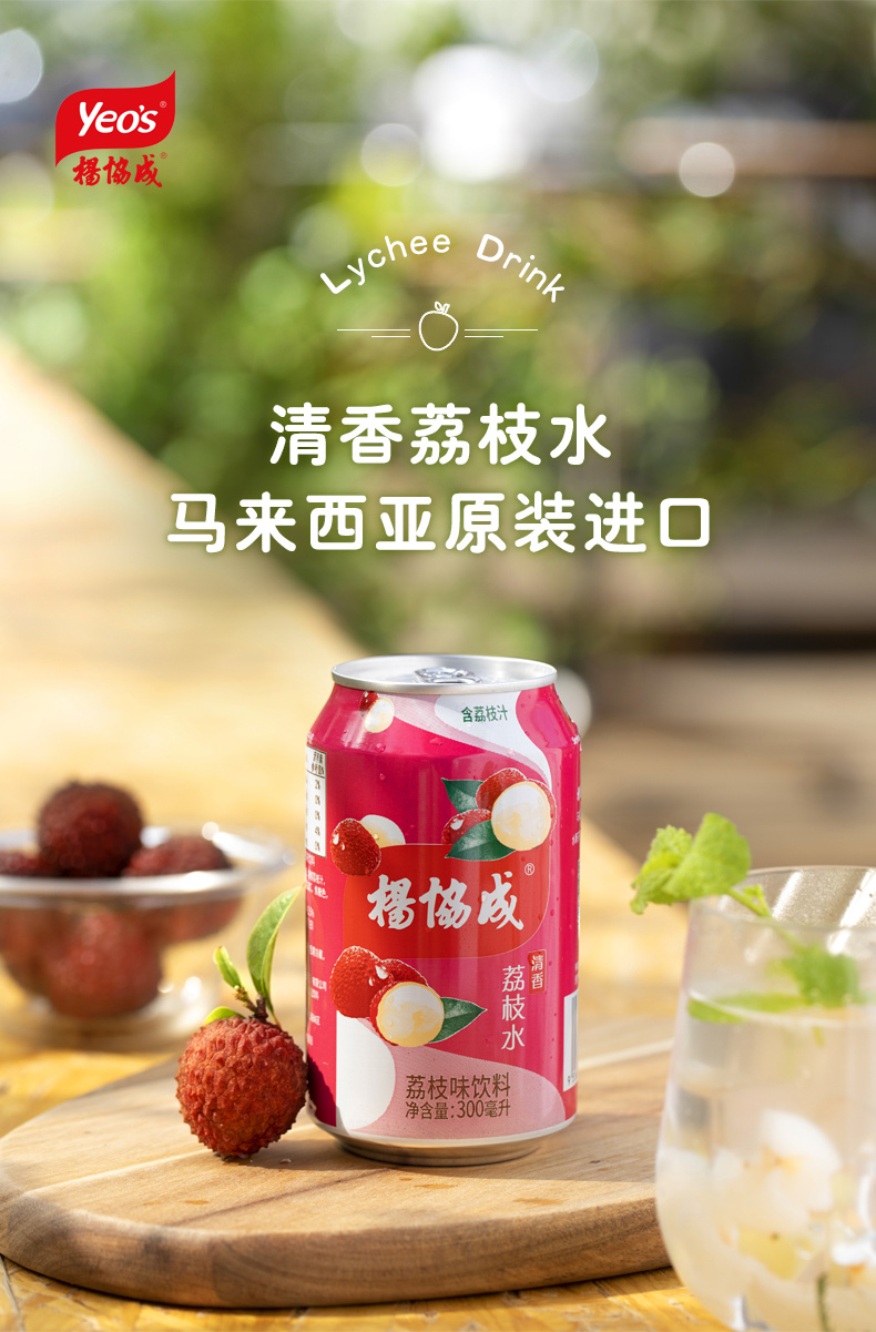 杨协成荔枝水风味饮料果味果肉果汁饮料整箱300ml*24瓶装 荔枝水24罐