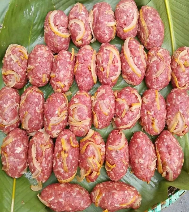 傣族叶子酸肉云南临沧耿马傣家美食孟定特产腌酸肉凉拌小吃酸肉 叶子