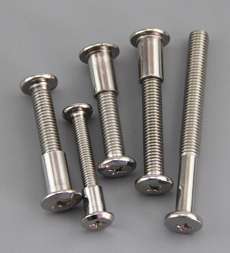 定制m6m8镀镍大平头十字对锁螺丝对敲夹板螺母家具螺丝组合连接子母钉