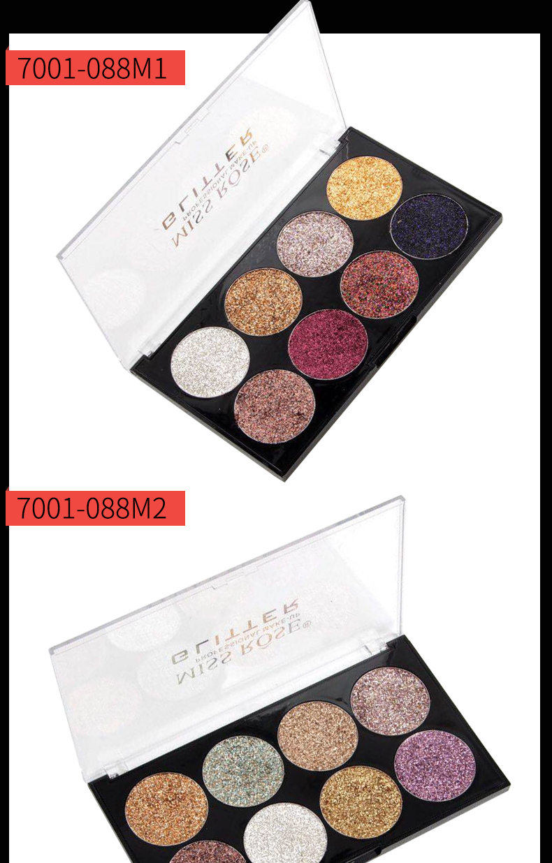 金葱眼影新娘妆闪粉钻石儿童男女舞台妆蹦迪高光亮片眼影盘8色金葱
