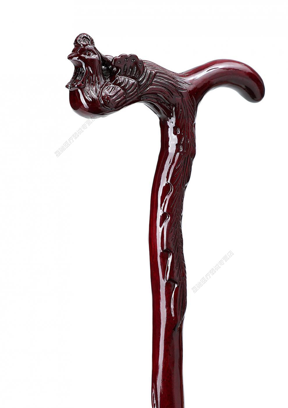 品牌优选老年人红木龙头拐杖实木防滑手杖木制拐棍拐扙木质 精雕凤头