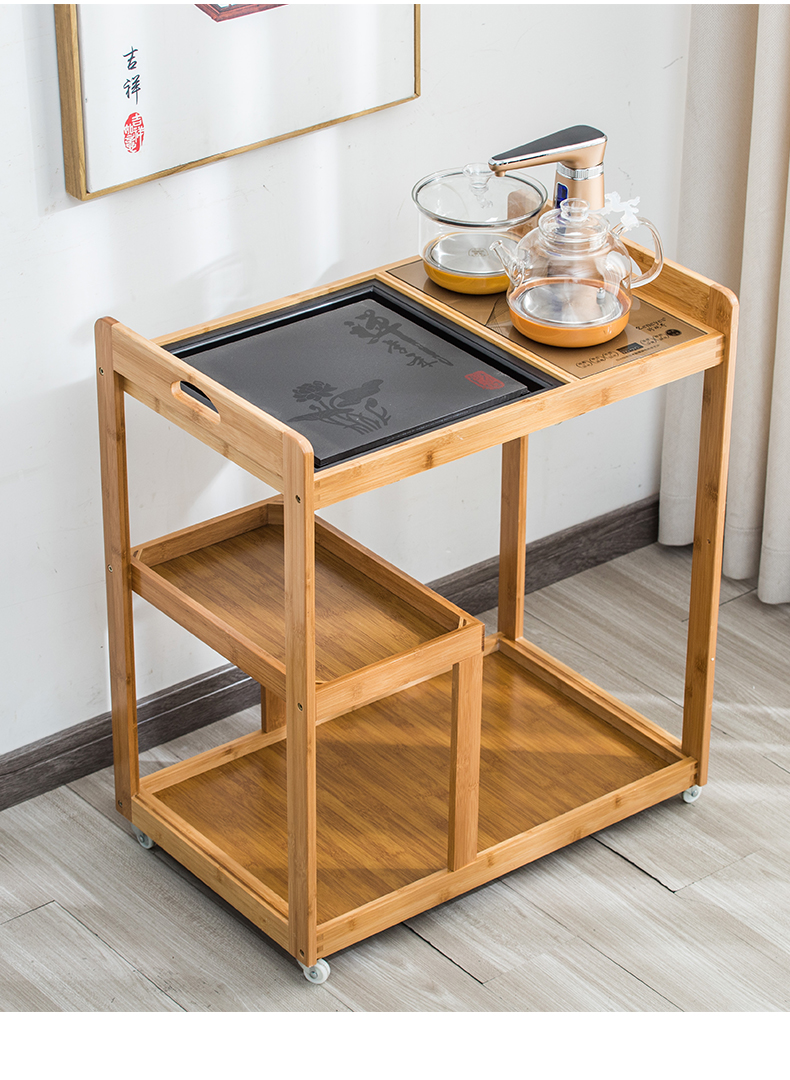 他木乐移动茶桌小茶台茶几边几家用茶车简约阳台茶盘烧水壶一体茶具