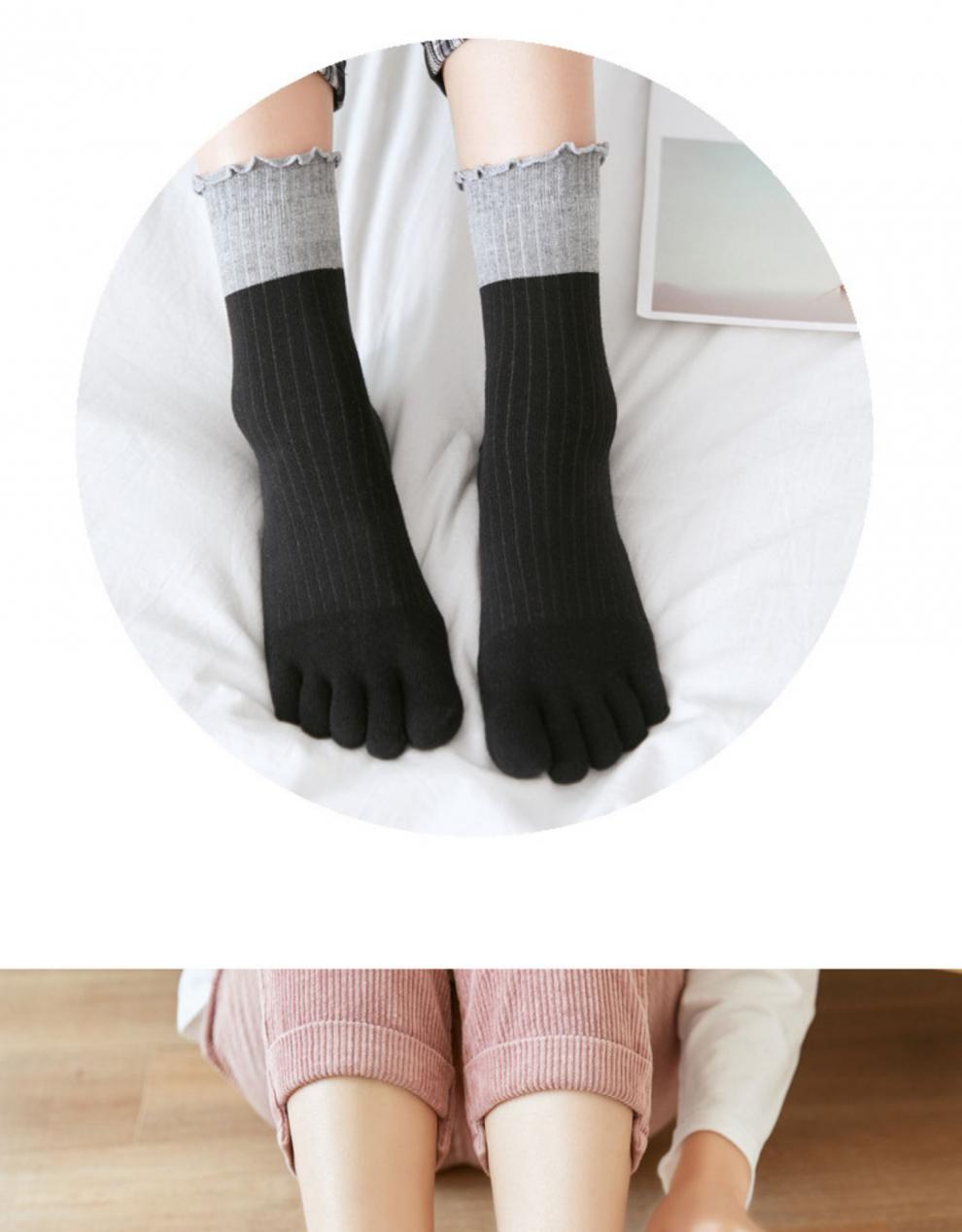 俞兆林五指袜女春夏短筒网眼薄款中筒日系可爱松口孕妇分脚趾船袜子