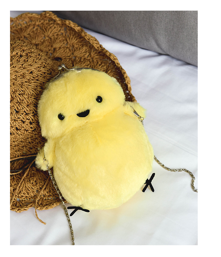 小女生包包斜跨包毛绒款可爱小鸡包包迷你卡通童趣斜挎包秋冬款原宿