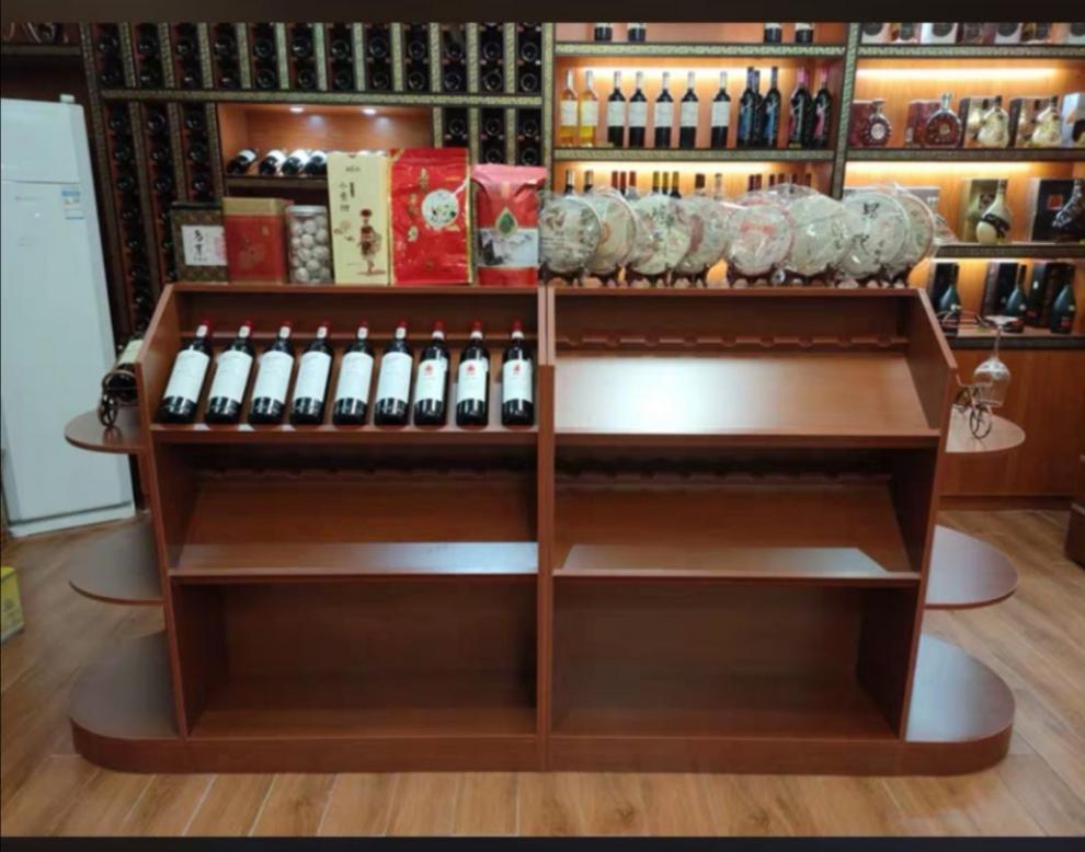 红酒中岛柜超市酒柜陈列柜红酒货架展示架茶叶礼品白酒柜展示柜长180
