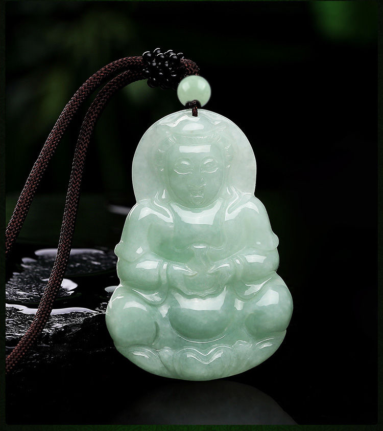 【nice】翡翠观音a货玉观音吊坠男观音菩萨玉石项链 男生日礼物依莲妃