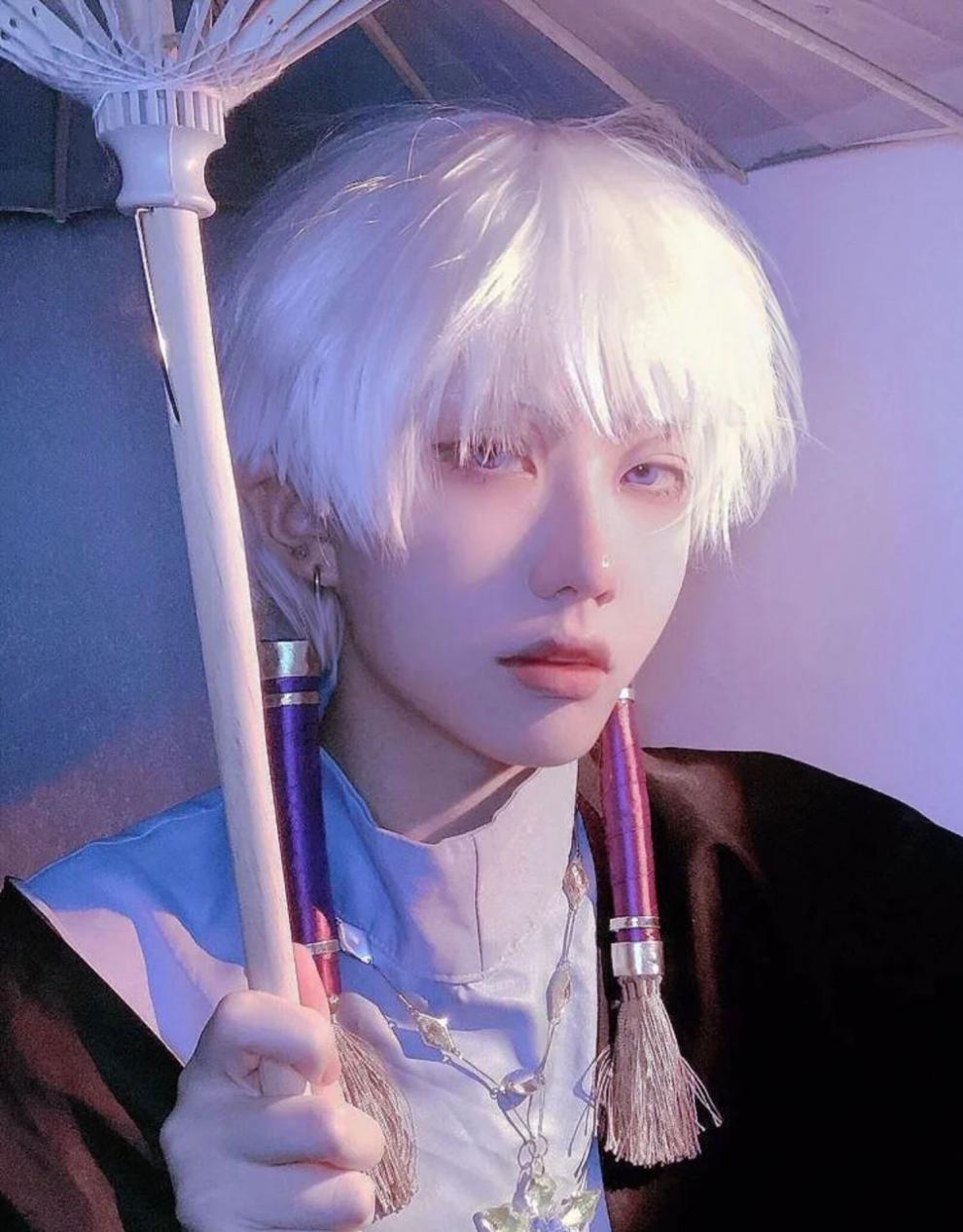 杀马特假发 男生白色假发短发韩版帅气杀马特非主流白金色全头套式cos