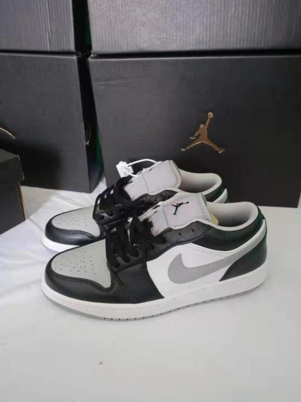 纯原low低帮篮球鞋烟灰小黎黑白熊猫影子灰男女休闲运动鞋 低帮aj黑