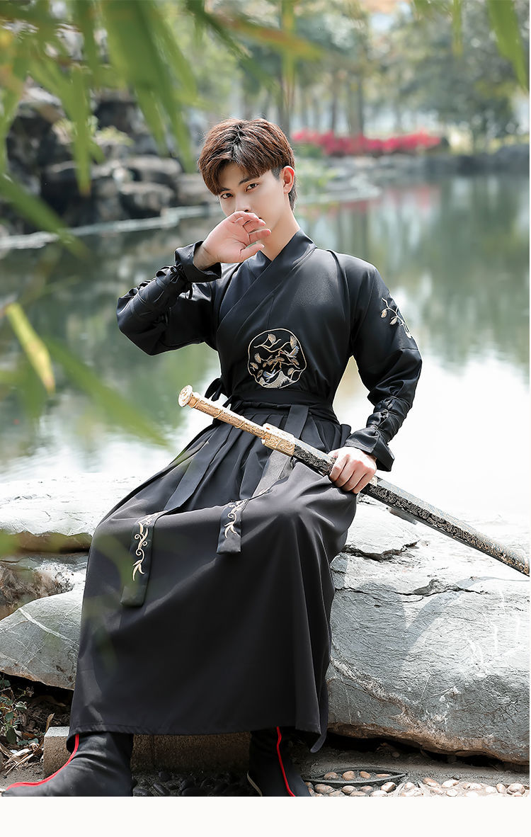 古装男汉服侠客书生演出服毕业拍照班服古代唐装舞台影视剧服装新款