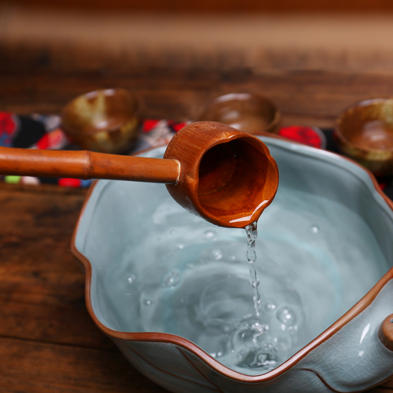 茶道竹根煮茶水勺竹制分茶勺长柄把舀水瓢小汤勺日式功夫茶具配件