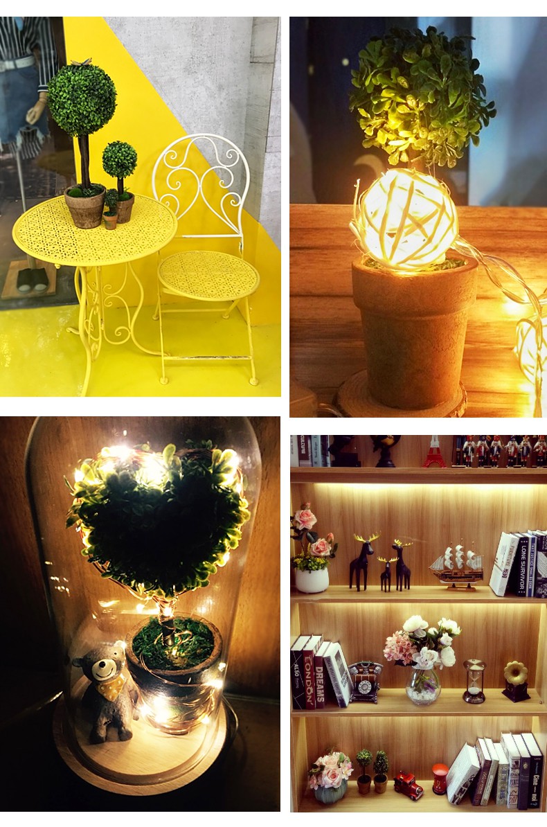 美式乡村装饰品摆件 田园家居店铺奶茶店摆设小盆景 小号方形