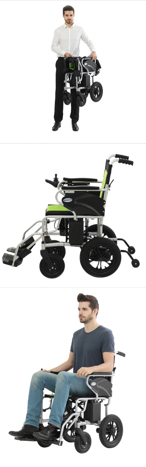 互邦电动轮椅hbld2铝合金轻便可折叠残疾人车 大轮两用锂电旅行电动