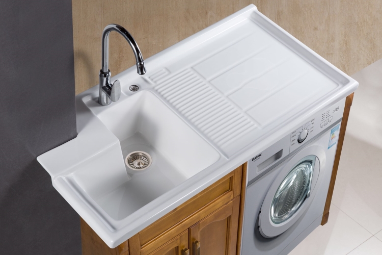 康澳洗衣盆池陶瓷台面阳台一体洗衣机台面高低盆台上盆12米切角13米左