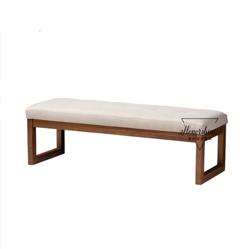 春凳北欧实木床尾凳实木换鞋凳简约现代服装店布艺休息长凳北欧时尚