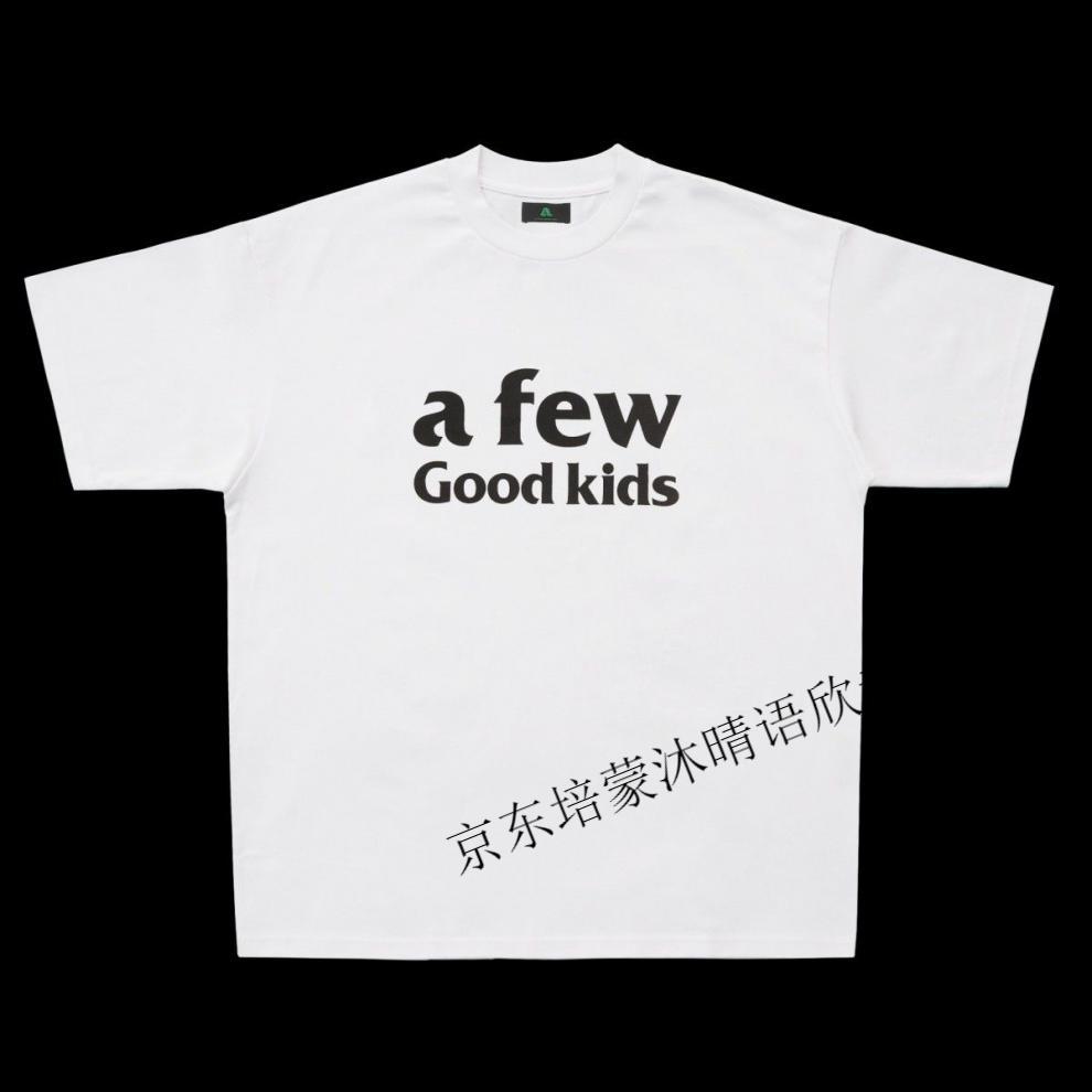 fff马思唯同款afgkafewgoodkids蓝白双色logo印花t恤男短袖体恤tee