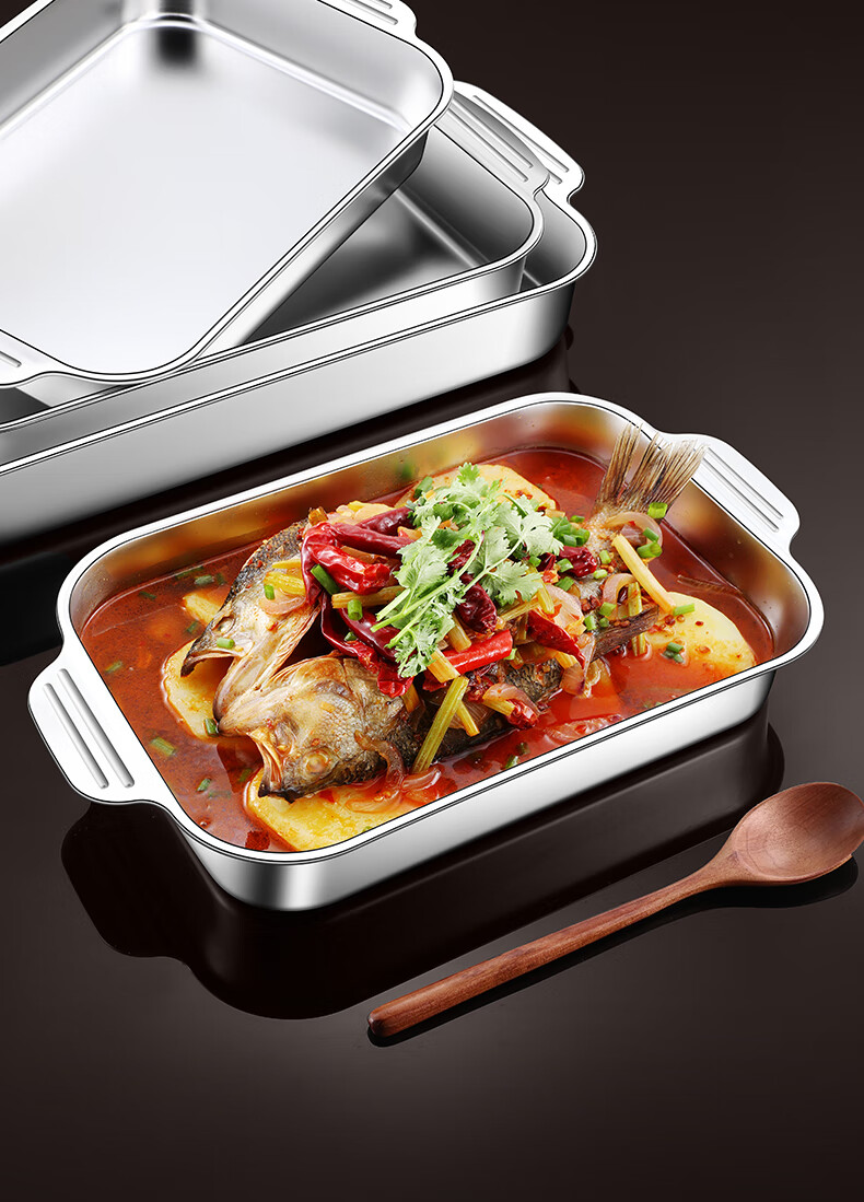 烤鱼锅长方形 纸包鱼专用锅不锈钢烤鱼盘家用纸包鱼专用锅电磁炉烤盘