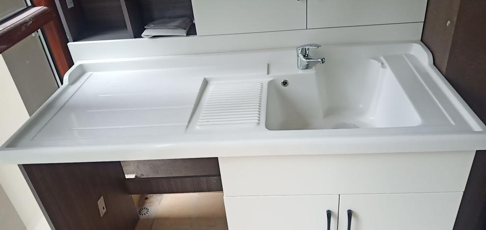 洗衣池阳台洗衣盆水槽带搓衣板洗衣手台盆单盆人造石英石一体台面12米