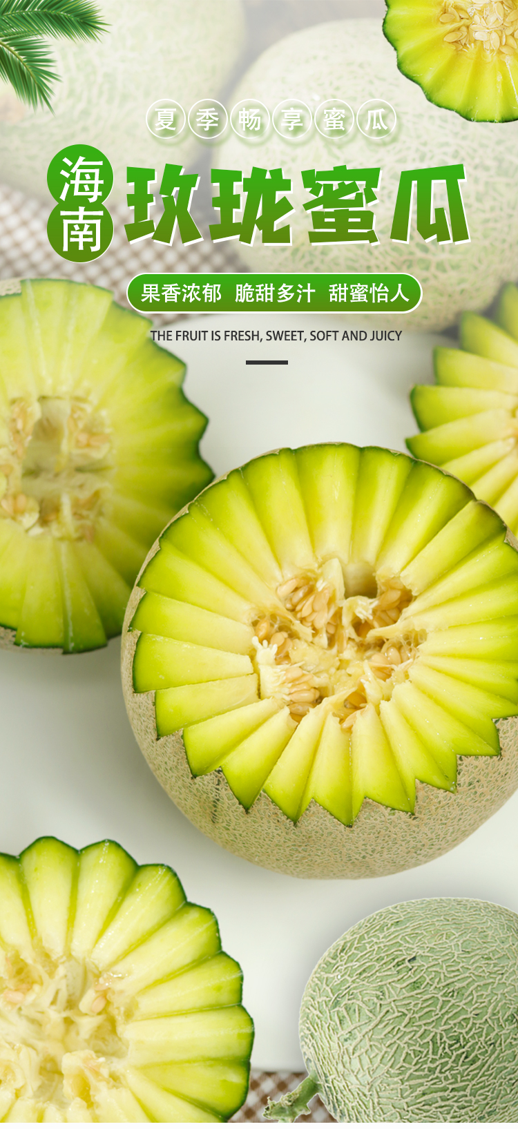 海南玫珑瓜网纹蜜瓜顺丰现摘香甜软糯时令新鲜水果应当季孕妇水果海阳