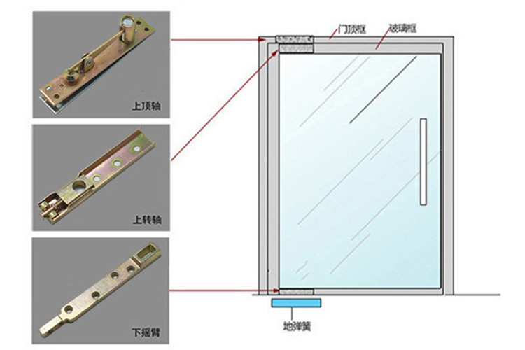 地弹簧有框玻璃门上下门轴上下摇臂支臂铝合金门木门轴配件一只价 上