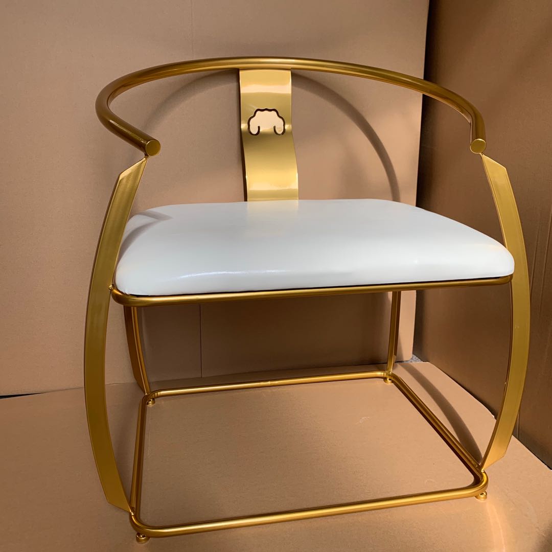 新中式圈椅三件套茶椅现代简约椅子金属太师椅官帽椅禅椅酒店围椅金色
