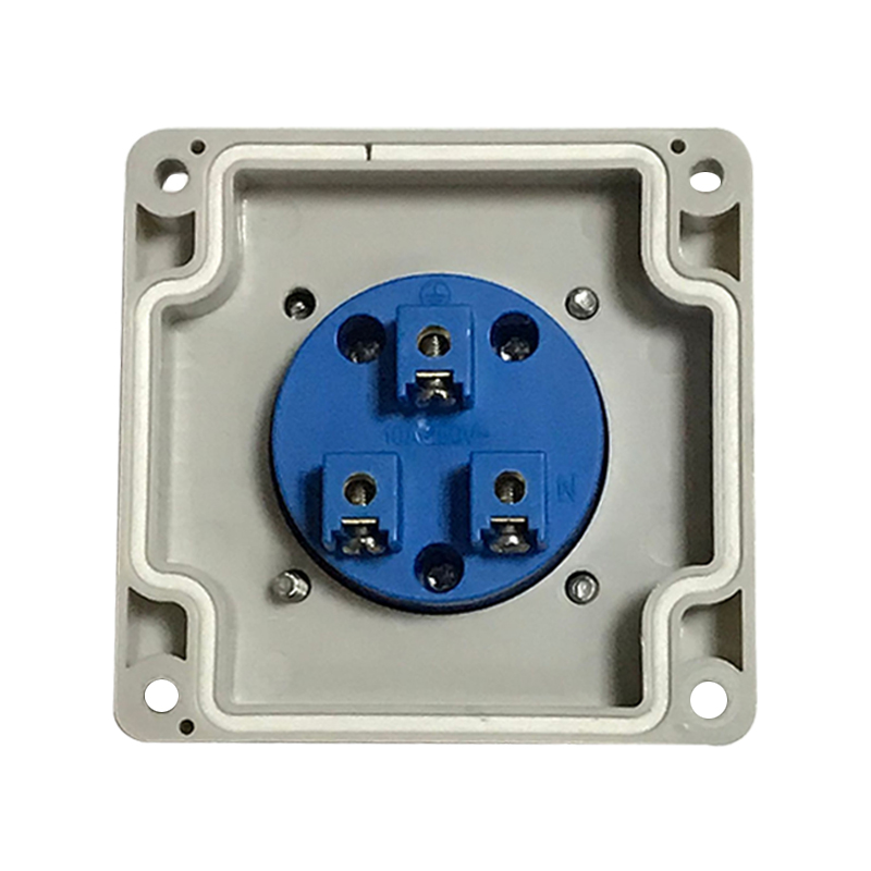 国标孔312多功能能3孔防水220v带盖插座 ip54通用三孔10-16a 蓝色
