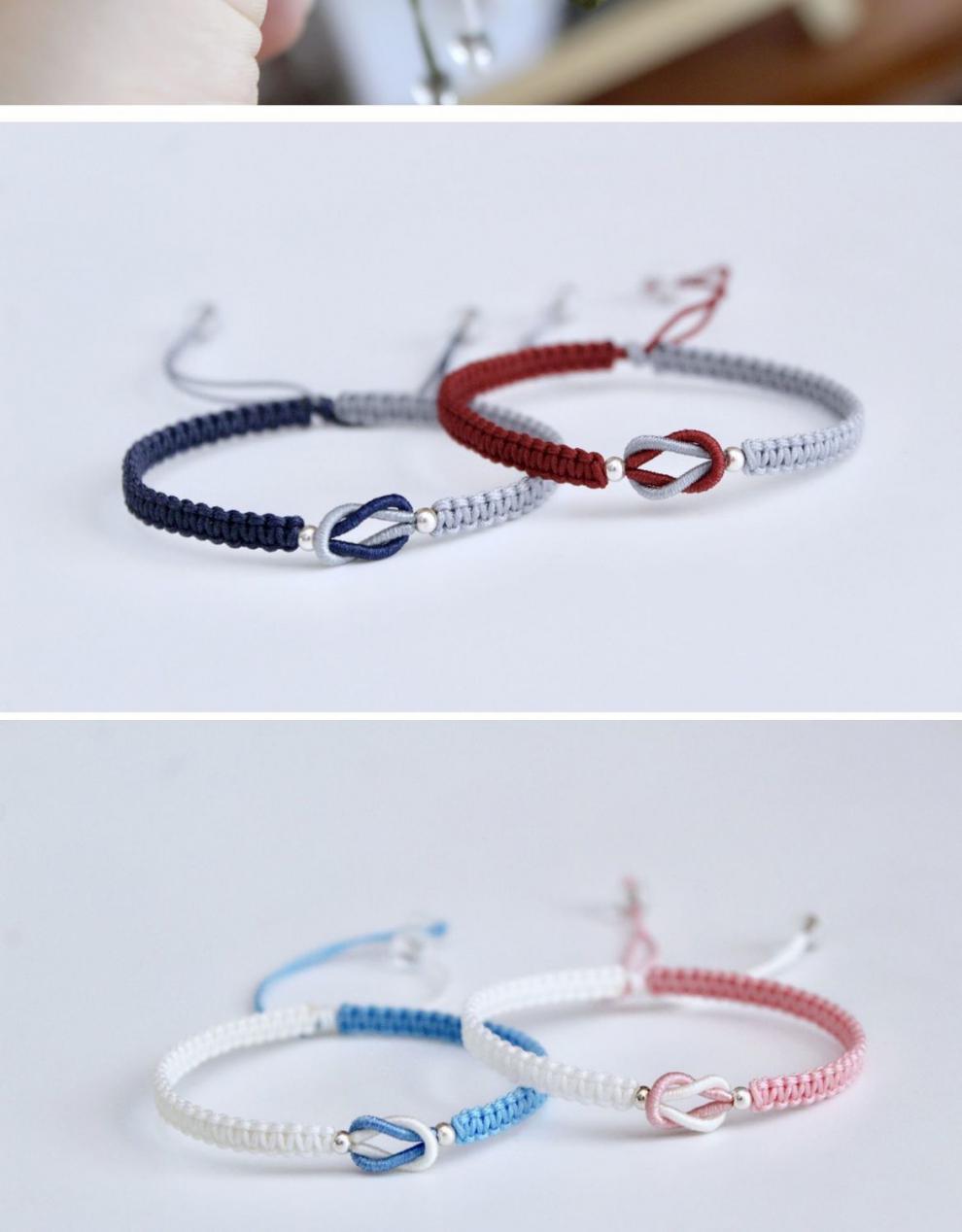 品岱长相依莫相离撞侣手链diy材料包手工编织男女手绳情人节礼物红色