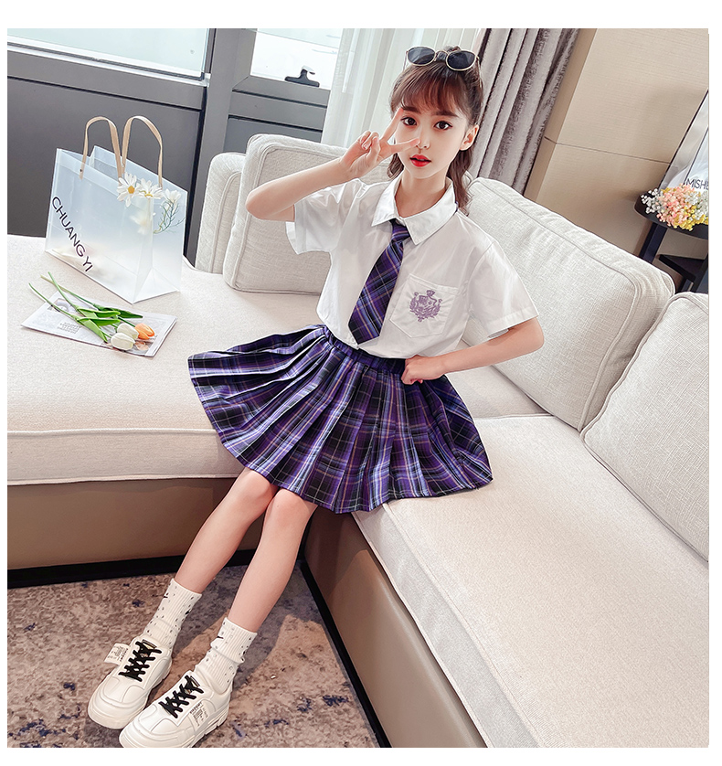 2022精选超火jk儿童年女短袖9套装10岁15学院风11夏装12表演8小学生13