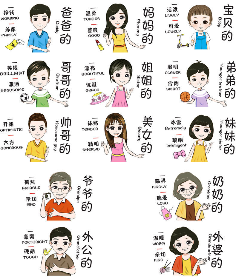 饭碗家用陶瓷亲子一家三四五六口一人一碗家庭称呼碗创意卡通4个爸的