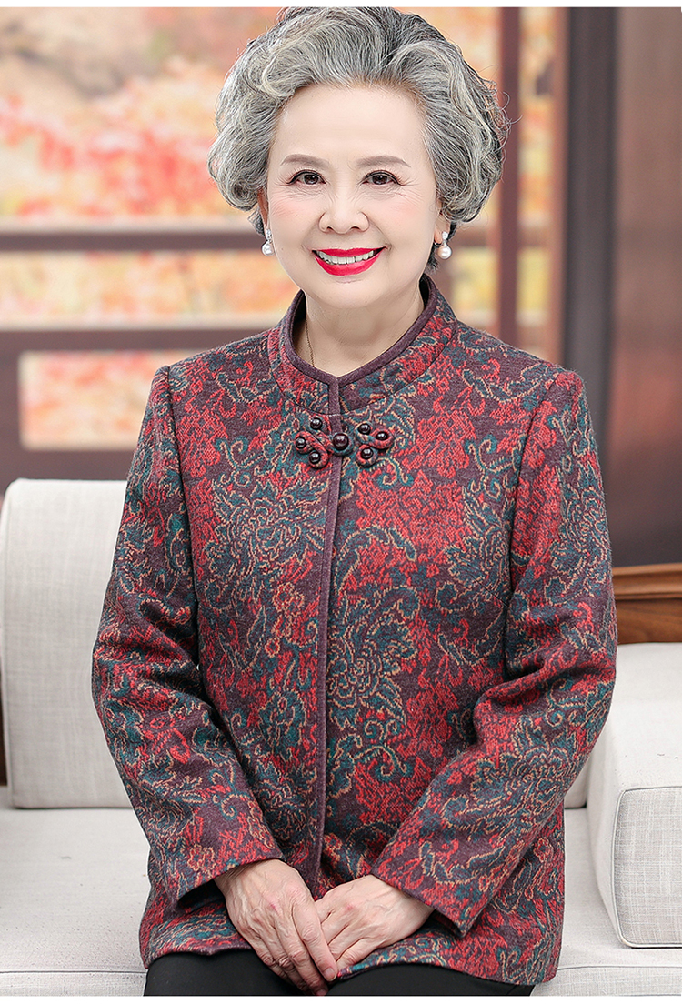 莎比菲老年人春秋外套女妈妈装薄款上衣老太太60岁70老人衣服奶奶装