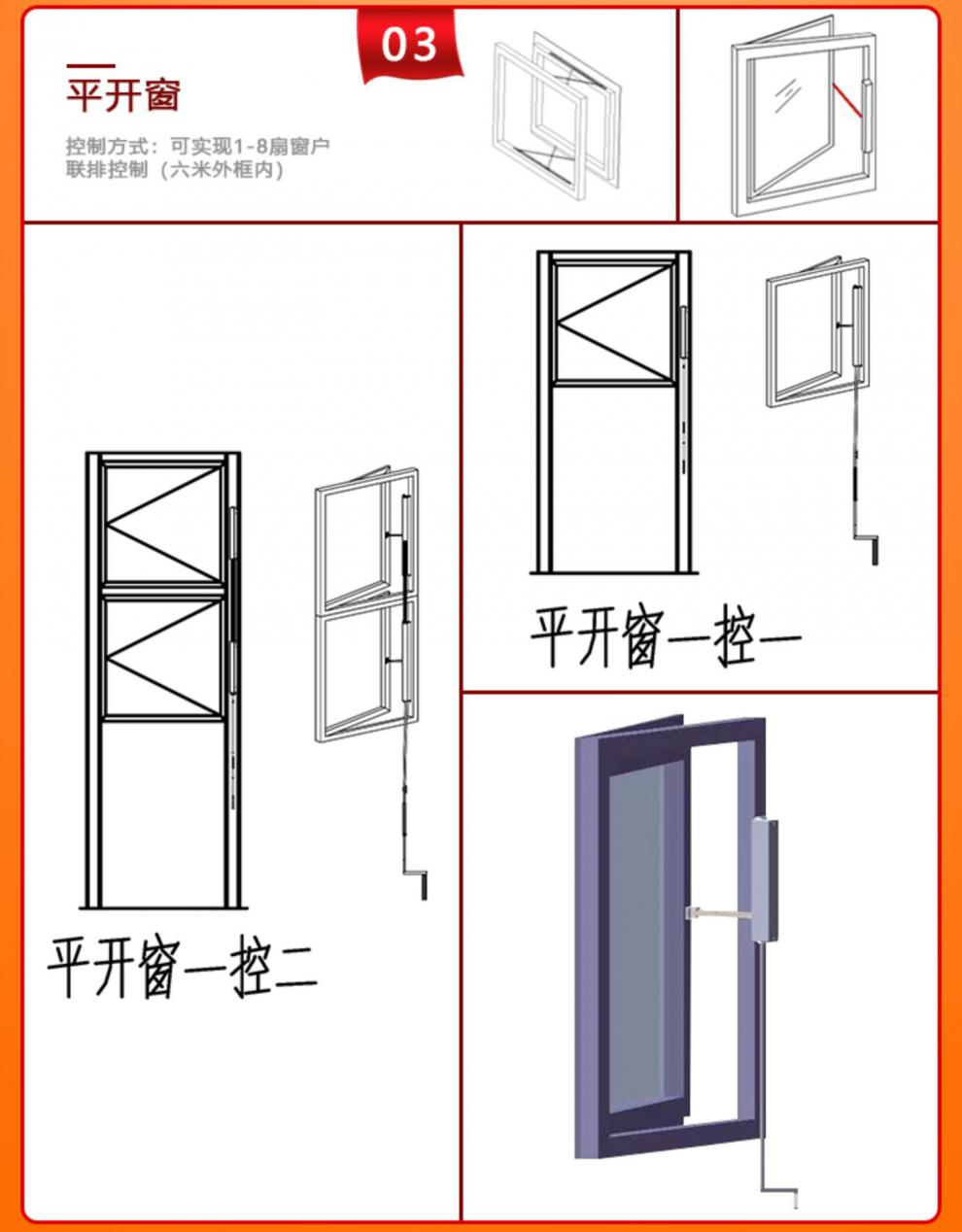 手摇链条开窗机手动开窗器手摇杆式开窗器 手摇链条开窗机二控一上悬