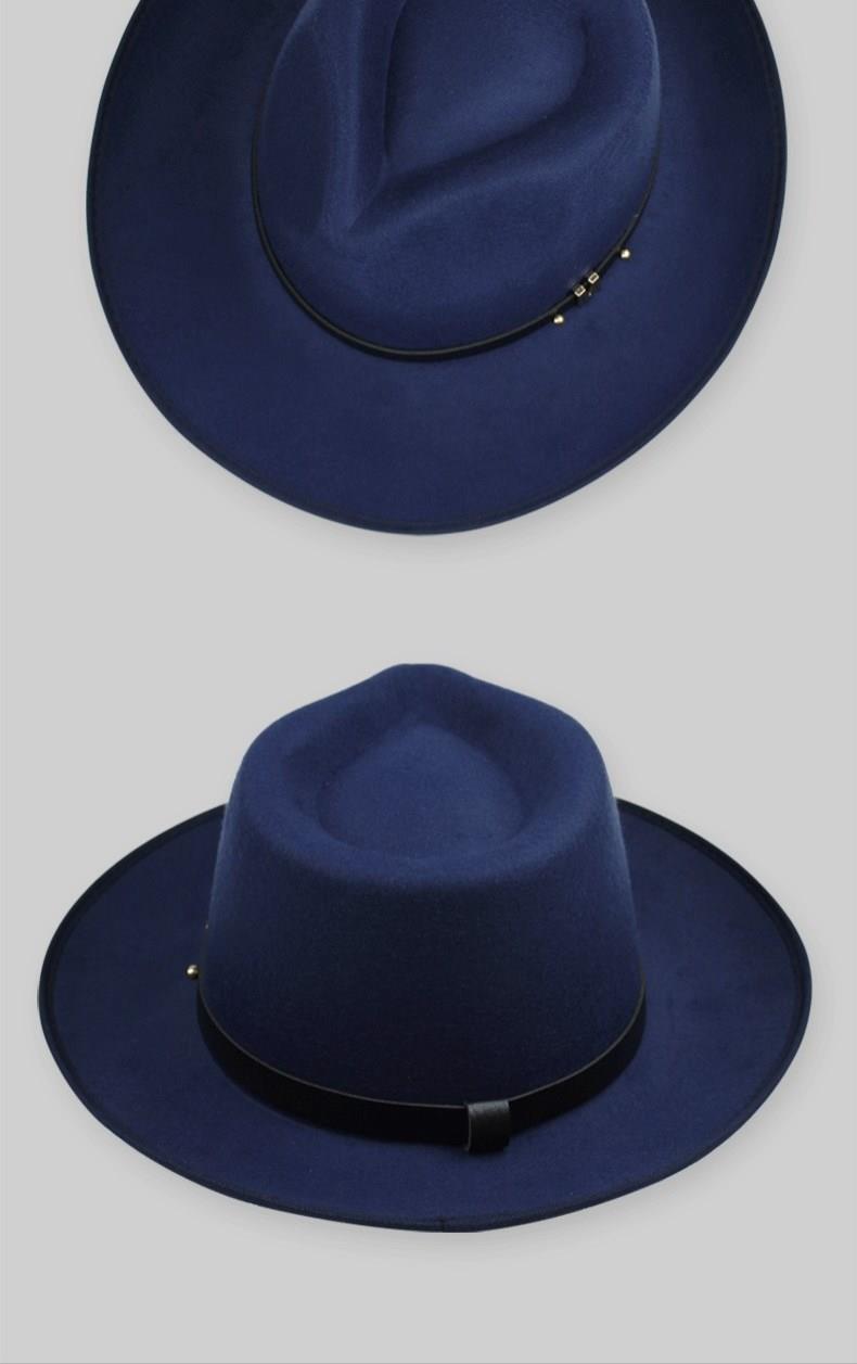 丛色秋季圆顶大檐礼帽男黑色田园风帽子爵士毡帽大檐帽黑色表演帽春