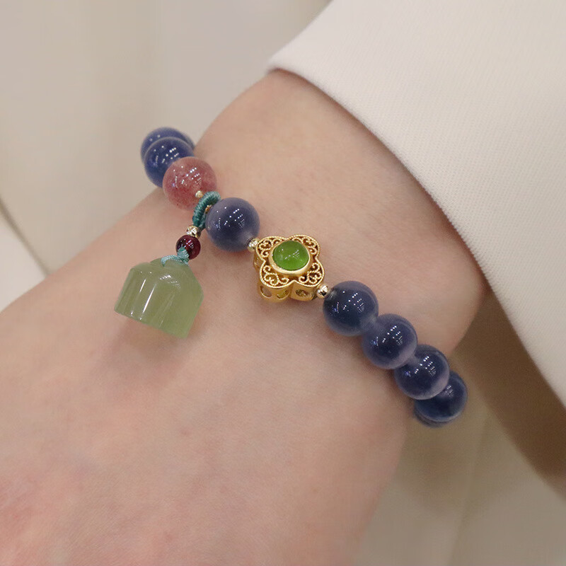 莲蓬吊坠糖心玛瑙手串蓝玛手链手饰复古中国风饰品 天.