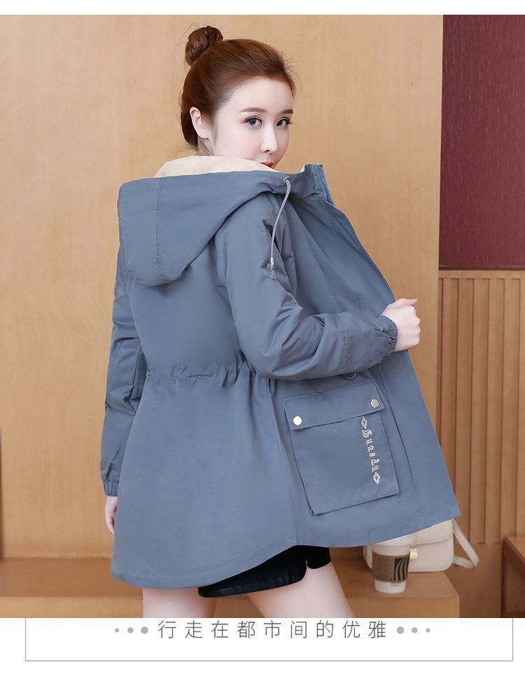 知特遮肚子套装大码女装小个子加绒加厚外套女秋冬装韩版休闲中长款