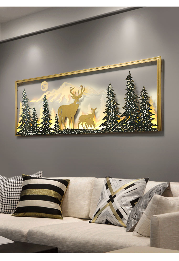 枳记家客厅墙壁装饰新房美式沙发背景墙乔迁品立体金属大厅墙面挂件