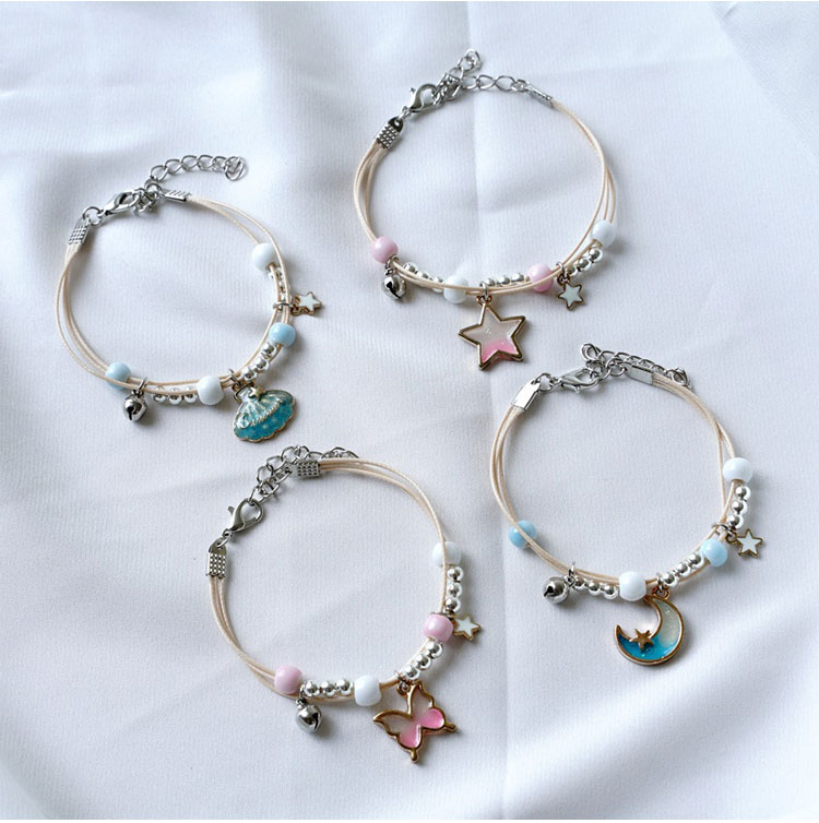 星星月亮闺蜜情侣手链一对磁铁相吸学生小众设计礼物百搭手绳 a款海星