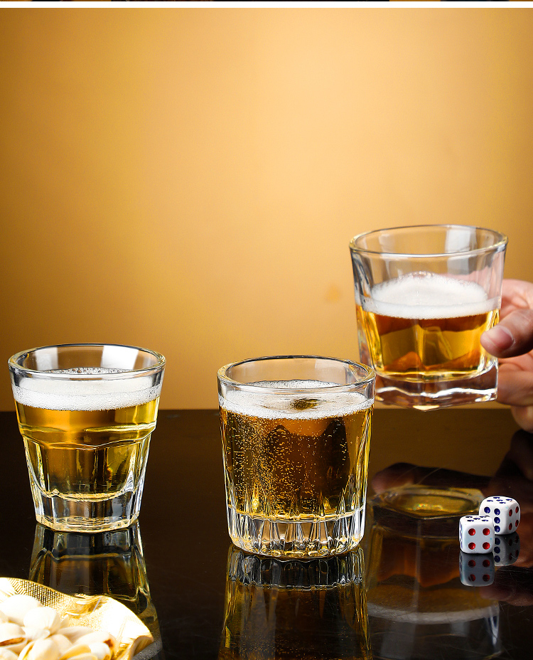 杯家用啤酒杯杯子八角杯洋酒杯威士忌杯酒吧ktv酒杯50ml新小八角杯