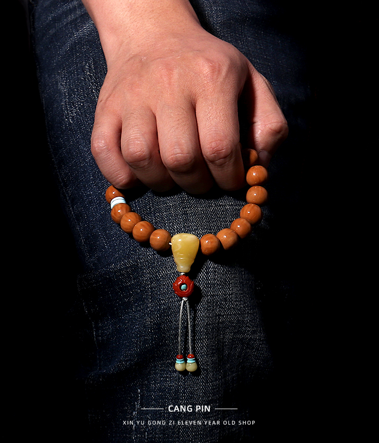 硕熙蜜蜡绿松石南红弟子珠金刚星月菩提子佛珠手串链diy配饰榫卯蜜蜡