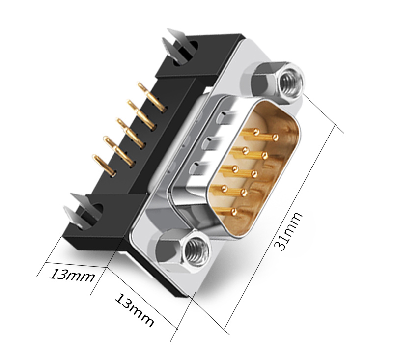 dr9针焊板母座公座rs232485db9串口头弯针90度焊板连接座黑胶母座yld