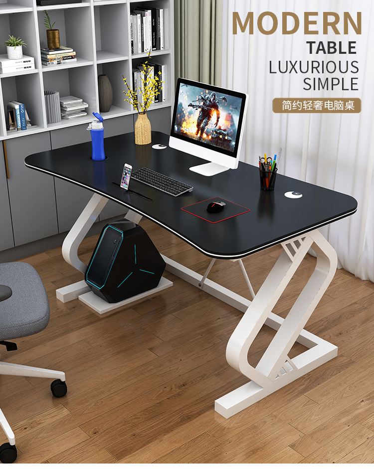 禧龙盛 电脑桌台式家用简约学习桌经济型游戏桌卧室学生写字桌现代书桌 长80宽60高73CM全黑色